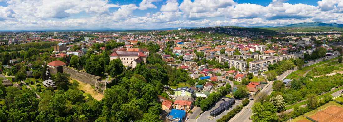 Uzhgorod city Ukraine aerial view 1000pc Panoramic Puzzle