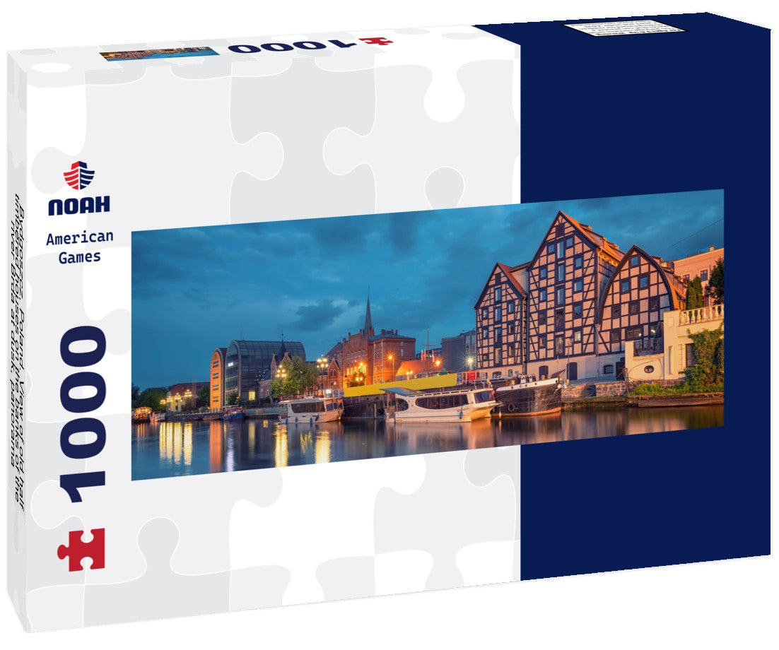 Noah Jigsaw Puzzle Bydgoszcz, Poland. View of old half-timbered houses on the banks of the river Brda at dusk, Panorama 1000 Pieces
