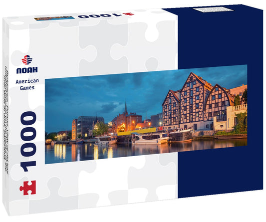 Noah Jigsaw Puzzle Bydgoszcz, Poland. View of old half-timbered houses on the banks of the river Brda at dusk, Panorama 1000 Pieces
