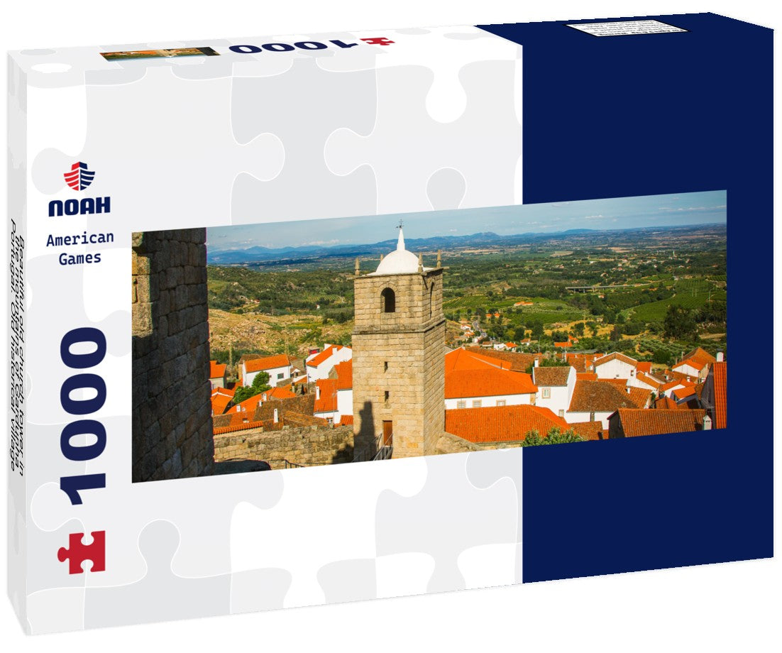 Noah Jigsaw Puzzle Beautiful old church tower in the mountains of Gardunha, Portugal. Old historical village of Castelo Novo - Fundao - Portugal, Panorama 1000 Pieces