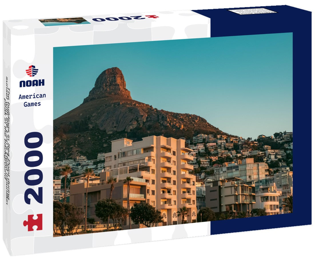 The buildings in Sea Point during sunset with the Lion's Head mountain peak in the background 2000pc Puzzle