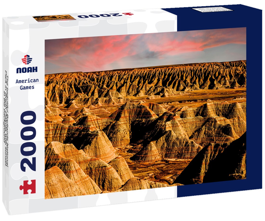 The beautiful Badlands National Park in South Dakota with sunset in the background 2000pc Puzzle