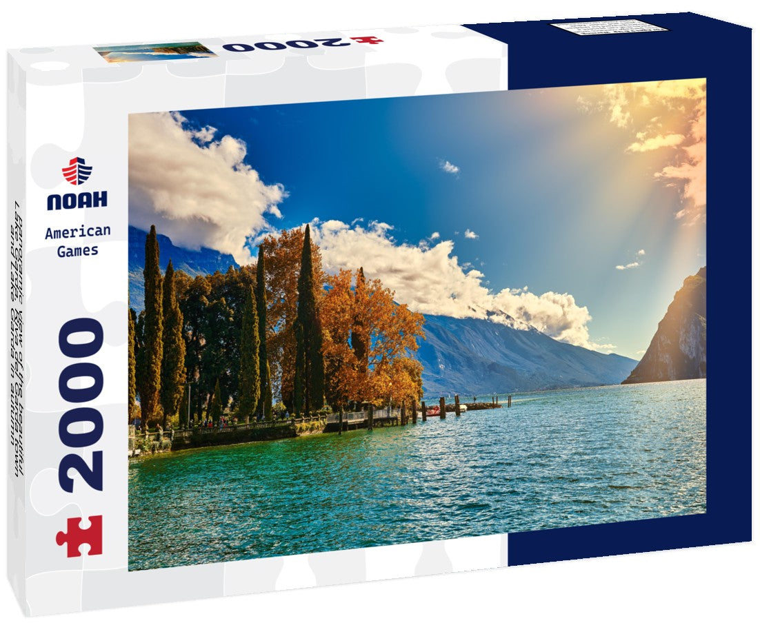 Noah Jigsaw Puzzle panoramic view of the beautiful Lake Garda, Riva del Garda town and Lake Garda in autumn, Trentino Alto Adige, Italy 2000 pieces