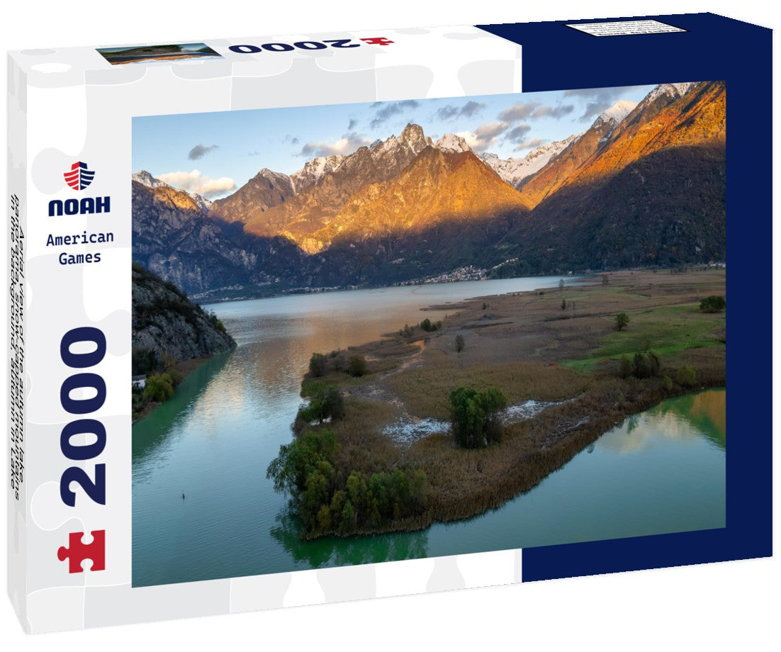 Aerial view of the autumn lake, snow-capped mountains in the background, autumn in Lake Como, Lombardy, Italy 2000pc Puzzle