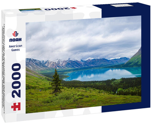 Noah Jigsaw Puzzle Upper Twin Lake at Twin Lakes near Dick Proenneke's Cabin in Lake Clark National Park and Preserve. Panoramic view Falls Mountain, Waterfall Canyon, Allen Mountain reflect in turquoise, glacial water 2000 pieces