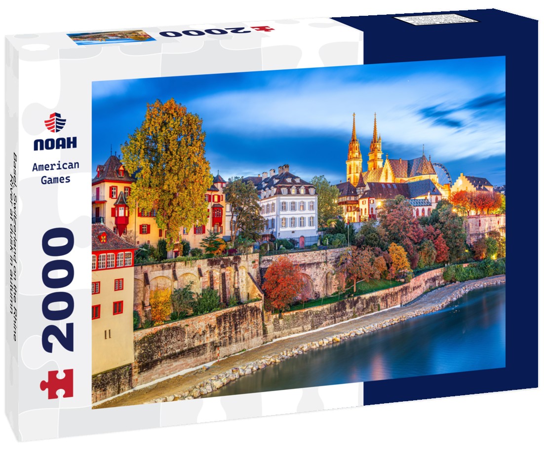 Basel, Switzerland on the Rhine River at dusk in autumn 2000pc Puzzle