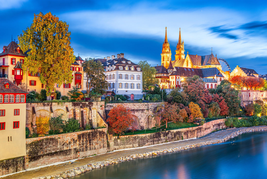 Basel, Switzerland on the Rhine River at dusk in autumn 2000pc Puzzle