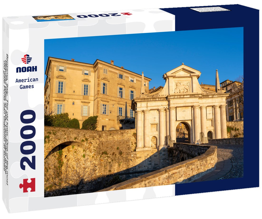 Bergamo, Italy. The old town. One of the most beautiful cities in Italy. Landscape at the old gate Porta San Giacomo at sunrise 2000pc Puzzle