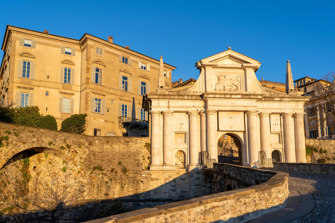 Bergamo, Italy. The old town. One of the most beautiful cities in Italy. Landscape at the old gate Porta San Giacomo at sunrise 2000pc Puzzle