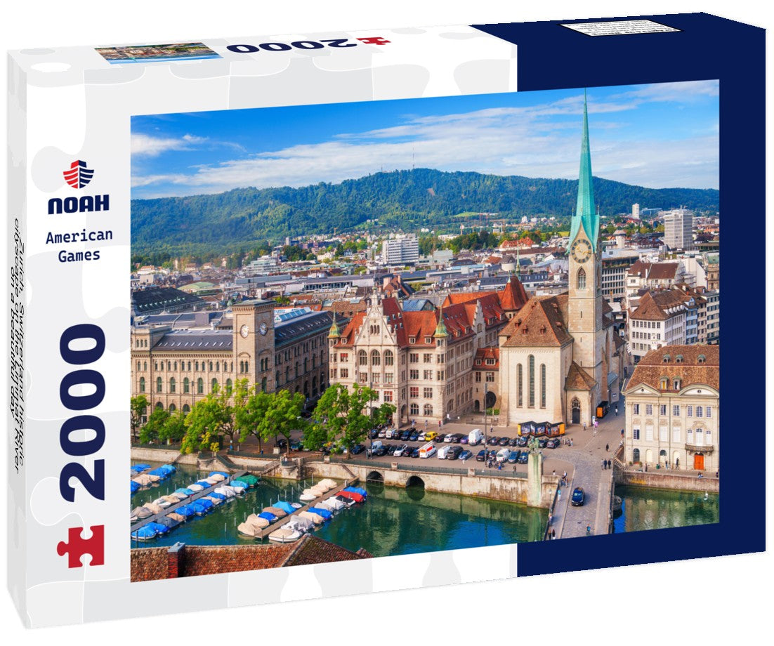 Zurich, Switzerland historic cityscape on the Limmat River on a beautiful day 2000pc Puzzle
