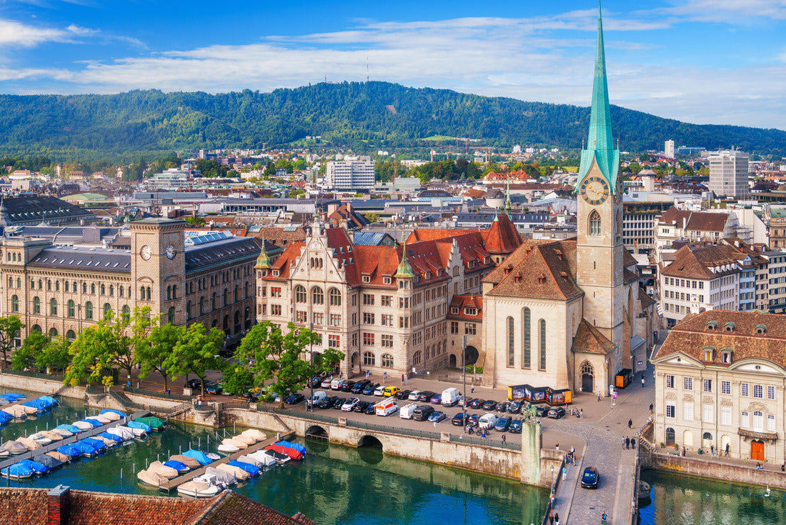 Zurich, Switzerland historic cityscape on the Limmat River on a beautiful day 2000pc Puzzle