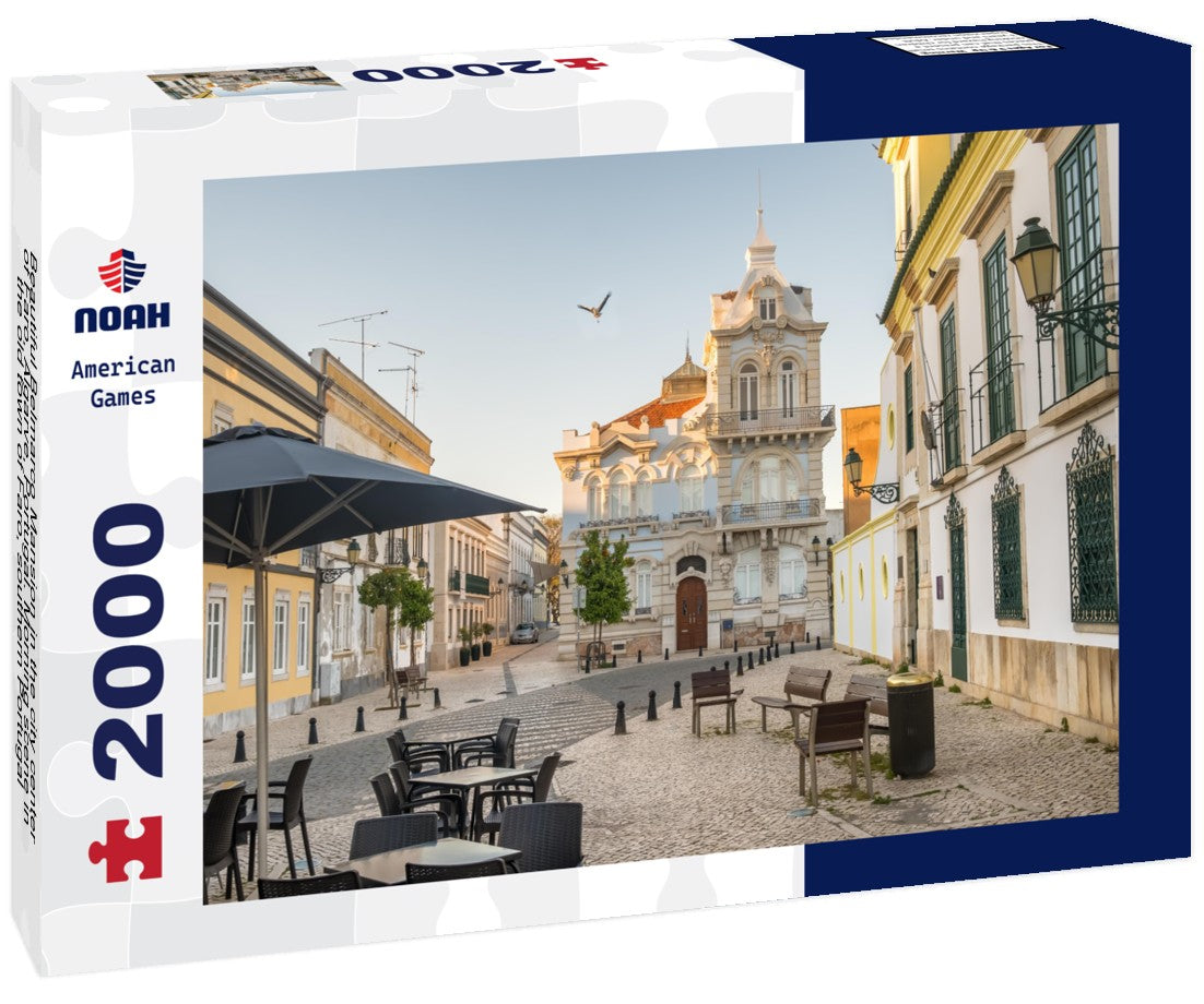 Beautiful Belmarco Mansion in the city center of Faro, Algarve, Portugal. Morning scene in the old town of Faro, southern Portugal 2000pc Puzzle