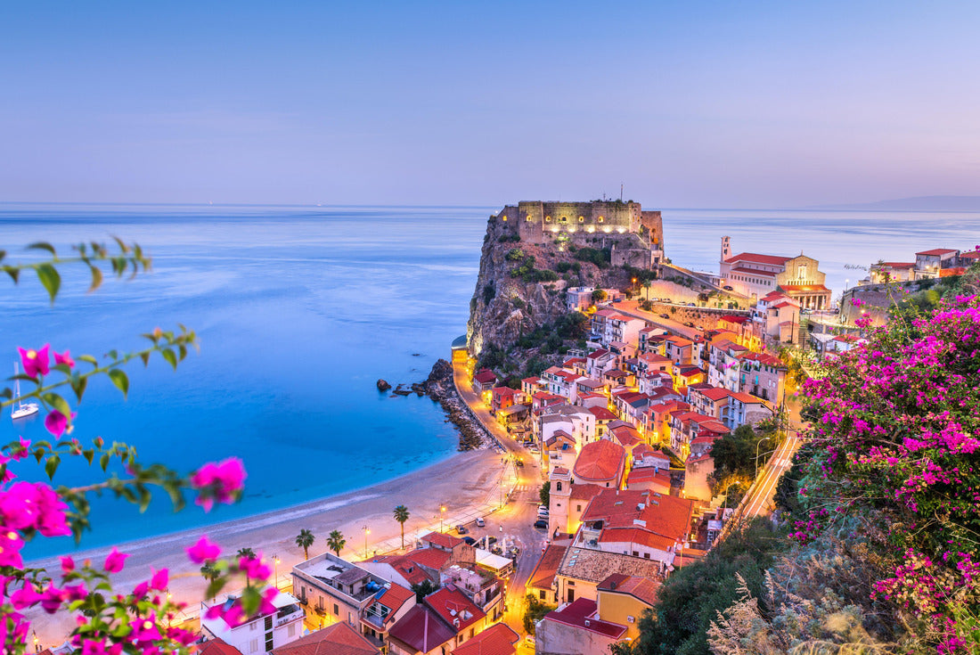 Scilla, Italy on the Mediterranean coast at dusk with seasonal flowers 2000pc Puzzle