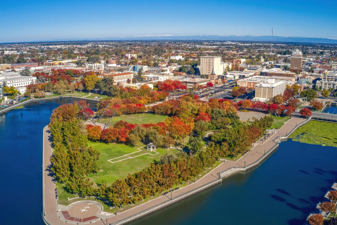 Aerial view of Stockton, California during Autumn 2000pc Puzzle