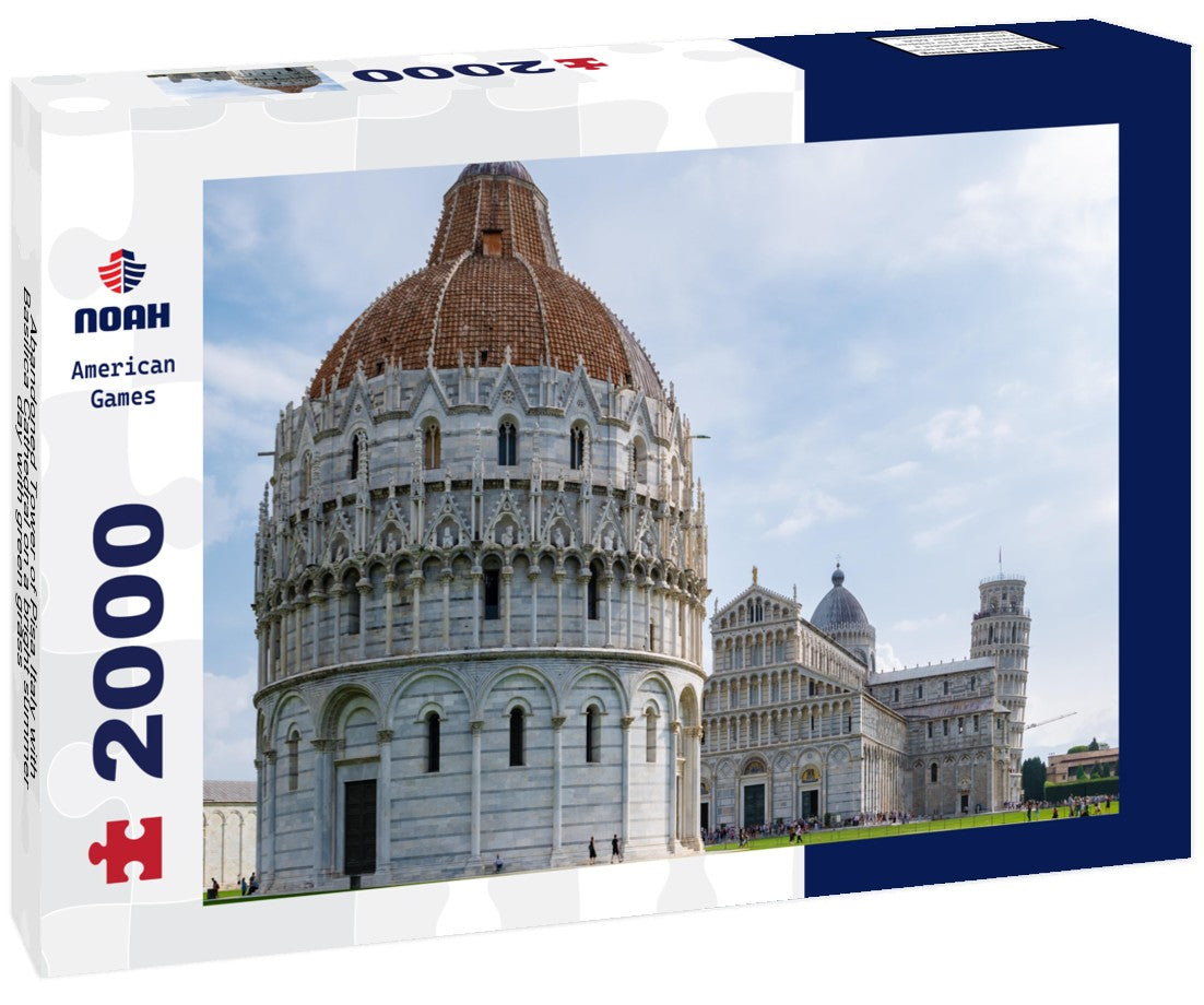 Noah Jigsaw Puzzle Abandoned Tower of Pisa Italy with Basilica Cathedral on a bright summer day with green grass 2000 pieces