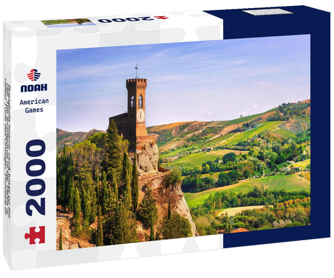 Brisighella historic clock tower on the cliff. The architecture of the 1800s is called Torre dell'Orologio. Province of Ravenna, Emilia Romagna region, Italy 2000pc Puzzle