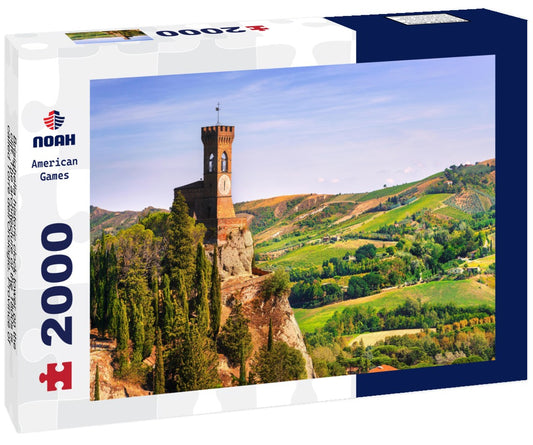 Noah Jigsaw Puzzle Brisighella historic clock tower on the cliff. The architecture of the 1800s is called Torre dell'Orologio. Province of Ravenna, Emilia Romagna region, Italy 2000 pieces