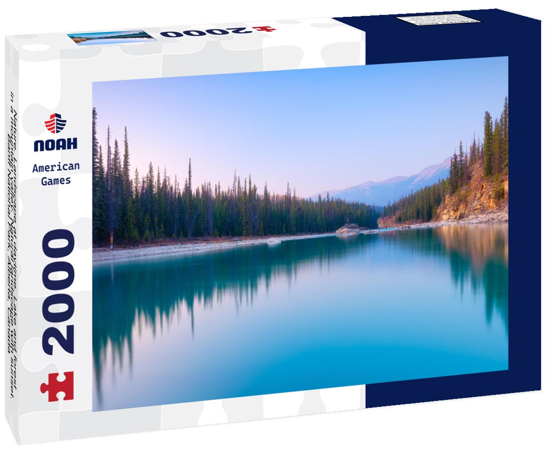 Noah Jigsaw Puzzle Nature. Landscape at daytime. Lake and forest in a mountain valley. Natural landscape with sunset. Banff National Park, Alberta, Canada 2000 pieces