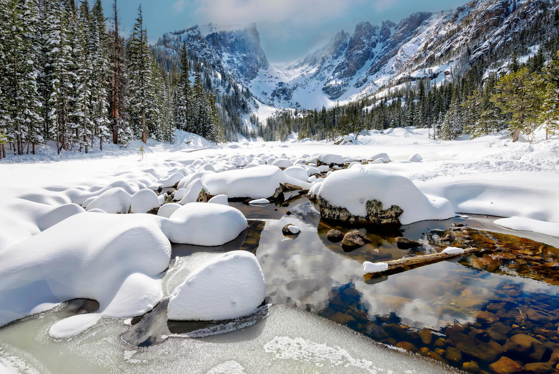Noah Jigsaw Puzzle View of Dream Lake frozen during winter at Rocky Mountain National Park near Estes Park Colorado 2000 pieces