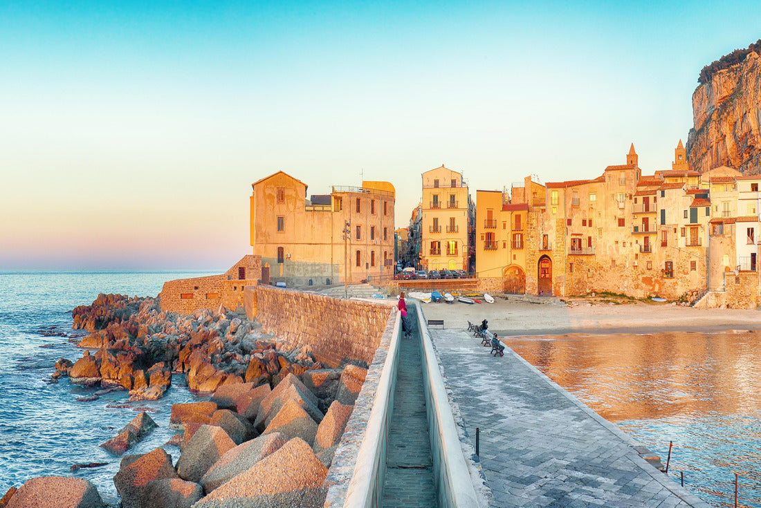 Excellent evening cityscape of Cefalu. Popular tourist destination in the Mediterranean. Location: Cefalu, Province of Palermo, Sicily, Italy 2000pc Puzzle
