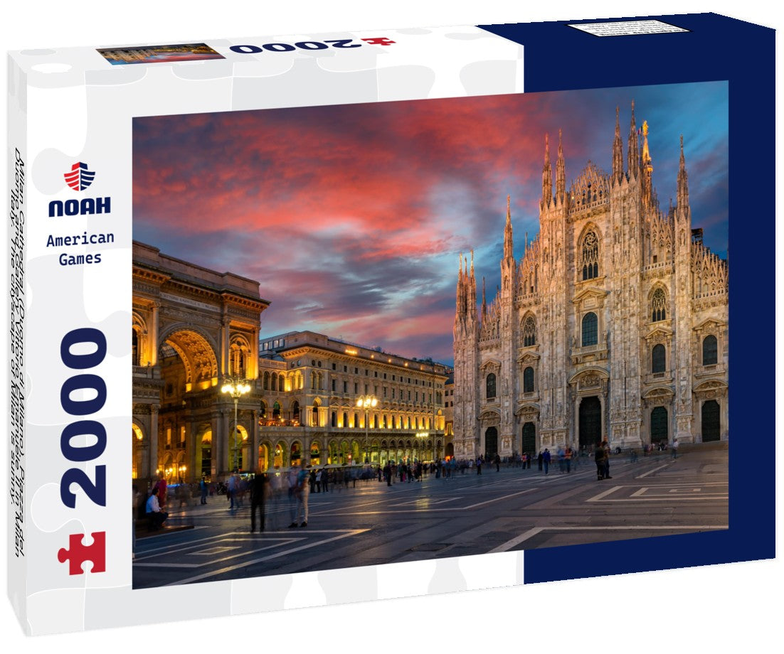 Noah Jigsaw Puzzle Milan Cathedral (Duomo di Milano), Piazza del Duomo and Gallery Vittorio Emanuele II in Milan, Italy. The cityscape of Milan is sunny. Architecture and landmarks of Milan 2000 pieces