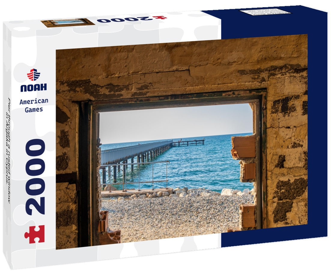Pier through a rusted window in Argaka in Cyprus. 2000pc Puzzle