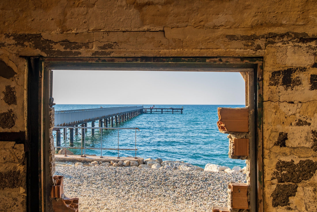 Pier through a rusted window in Argaka in Cyprus. 2000pc Puzzle