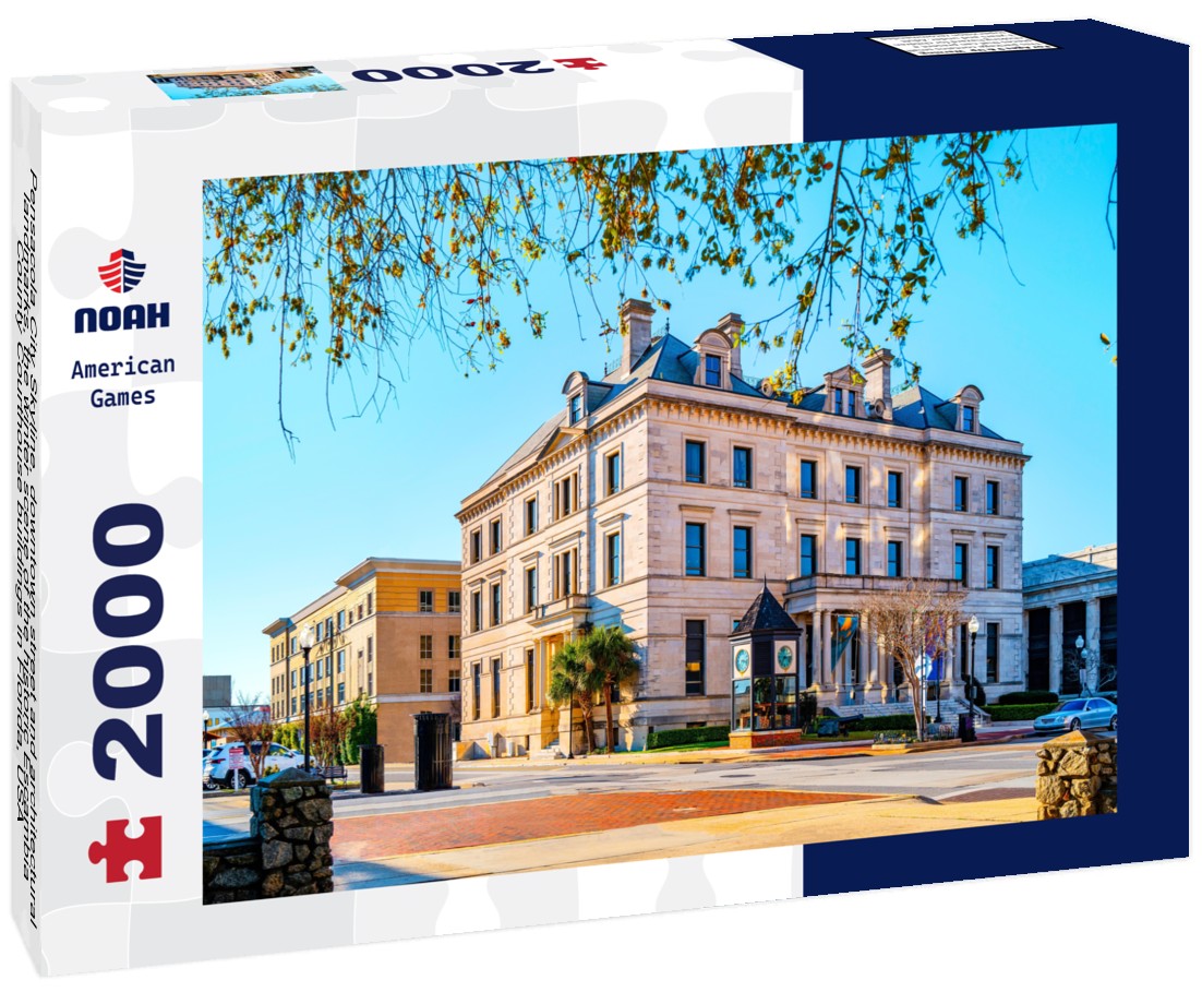 Noah Jigsaw Puzzle Pensacola City Skyline, downtown street and architectural landmarks, the winter scene of the historic Escambia County Courthouse buildings in Florida, USA 2000 pieces