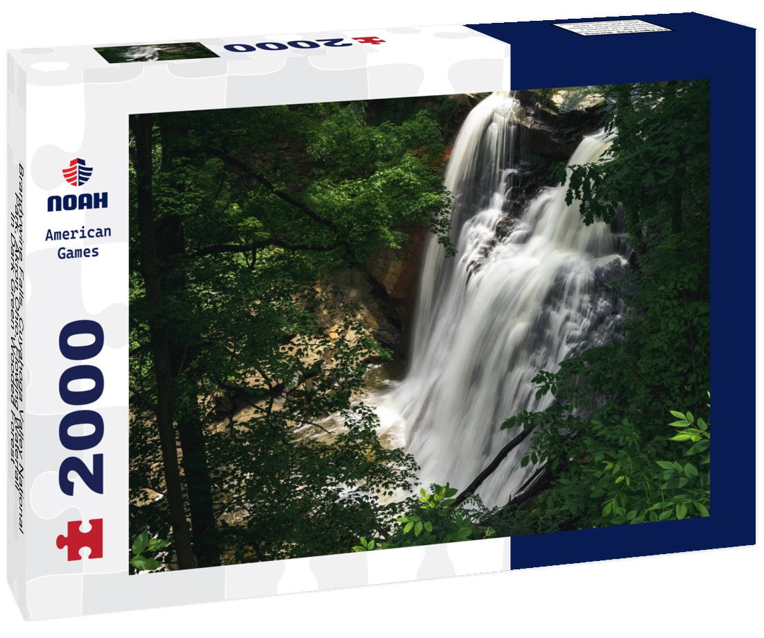 Noah Jigsaw Puzzle Brandywine Falls, Cuyahoga Valley National Park, Akron Ohio, Flowing Waterfall In Dark Green Wooded Forest 2000 pieces