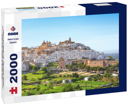 Noah Jigsaw Puzzle Ostuni the White City. Panoramic skyline and church of Madonna della Grata, Province of Brindisi, Puglia or Apulia. Italy 2000 pieces
