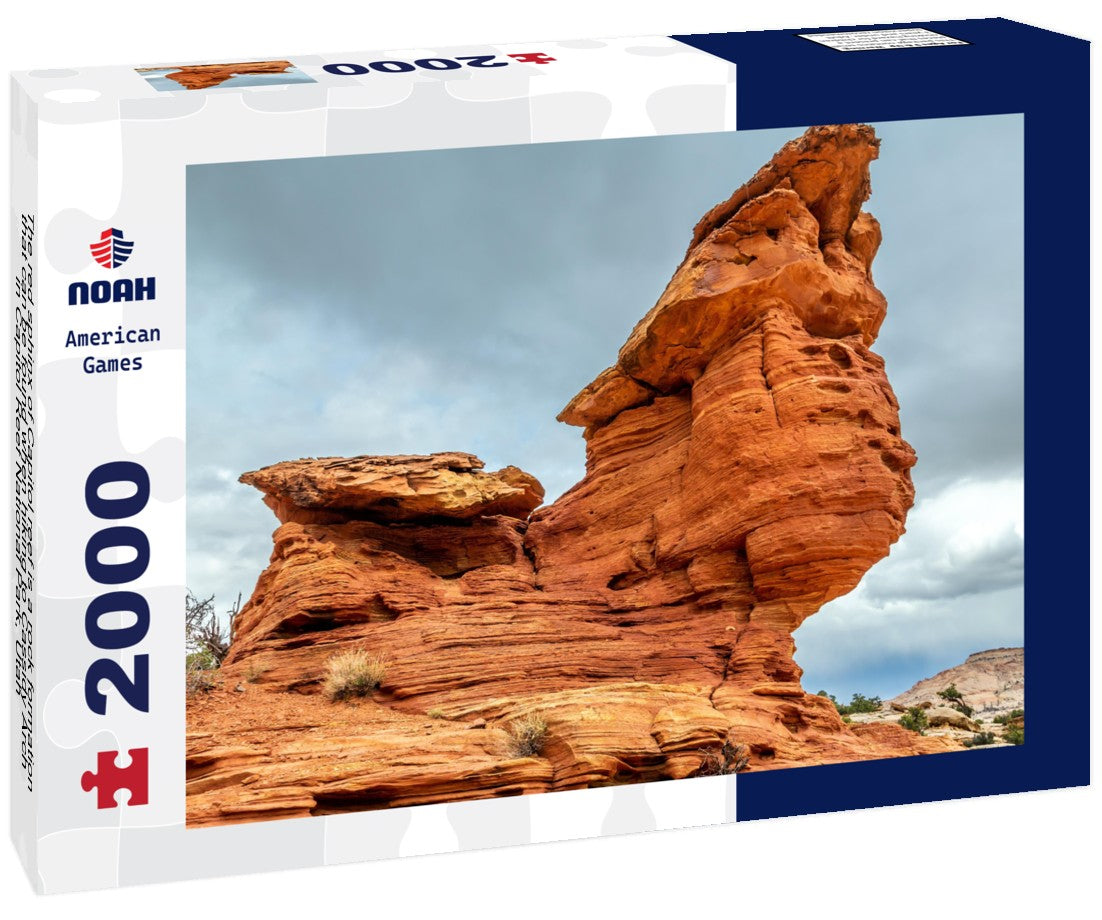The red sphinx of Capitol reef is a rock formation that can be found when hiking to Cassidy Arch in Capitol Reef National Park, Utah 2000pc Puzzle