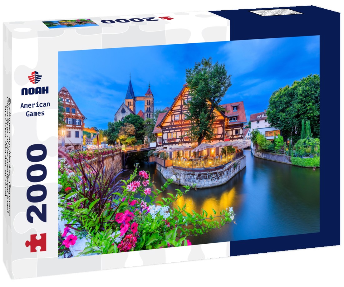 Esslingen am Neckar, Germany. Cityscape of the medieval town and river Neckar at dusk 2000pc Puzzle