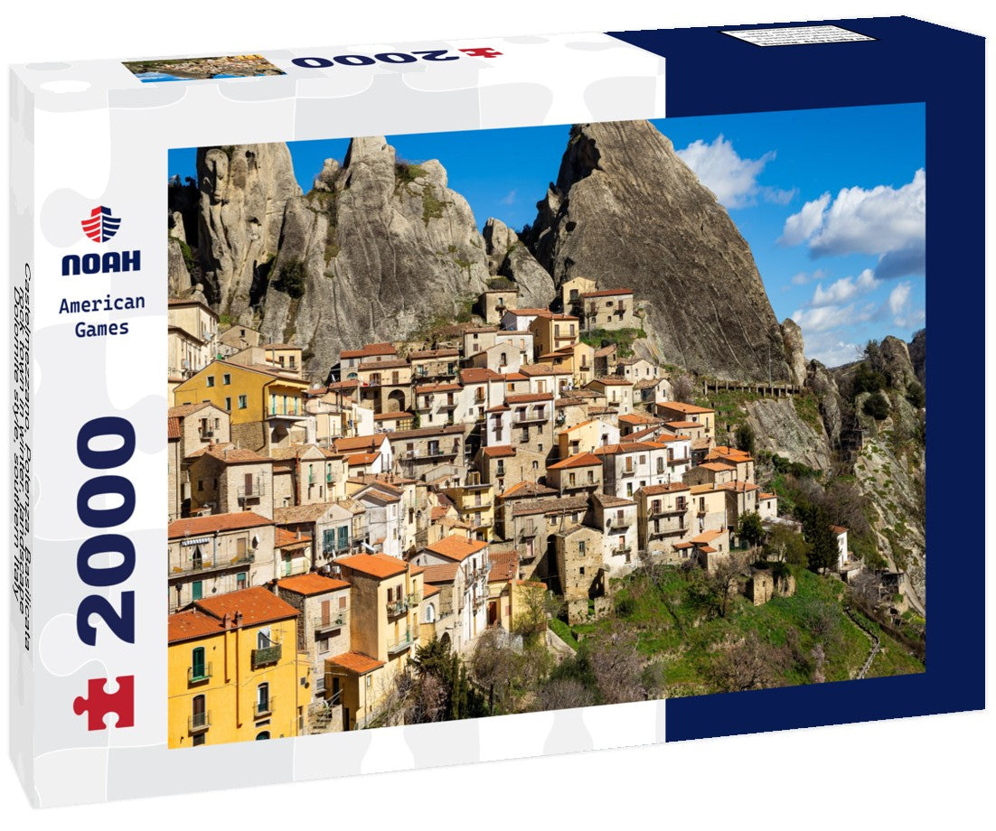 Castelmezzano, Potenza, Basilicata, rock town in winter, landscape, Dolomite style, southern Italy 2000pc Puzzle