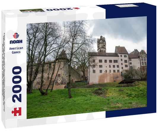 the beautiful Ronneburg Castle during cloudy day, entire castle with meadow in front, low angle view Germany 2000pc Puzzle