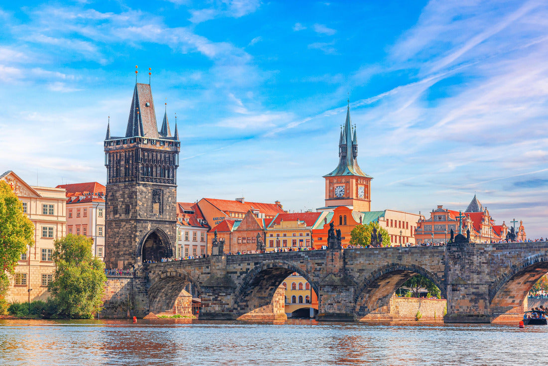 Prague - Charles bridge, Czech Republic. Scenic aerial sunset on the architecture of the Old Town Pier and Charles Bridge over the Vltava River in Prague, Czech Republic 2000pc Puzzle