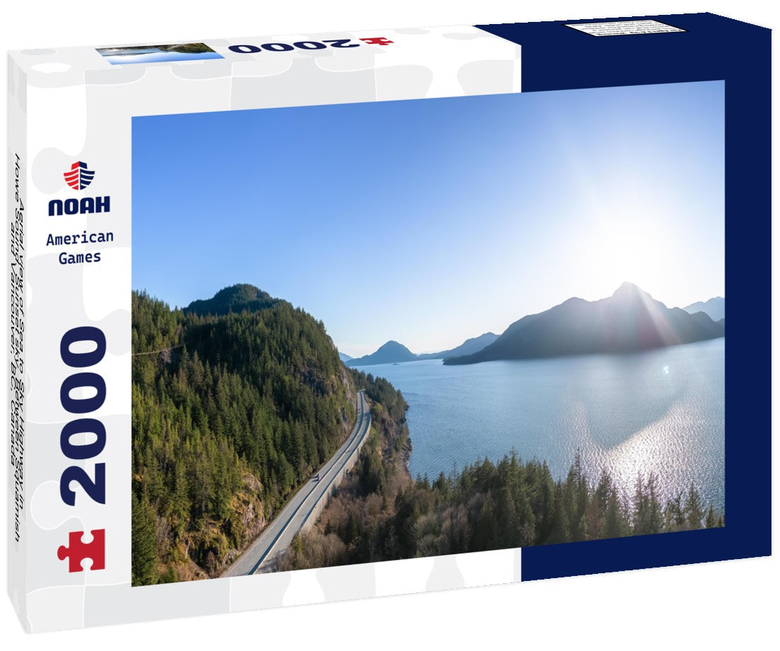 Aerial view of Sea to Sky Highway in Howe Sound. Sunset sky. Between Squamish and Vancouver, BC, Canada 2000pc Puzzle