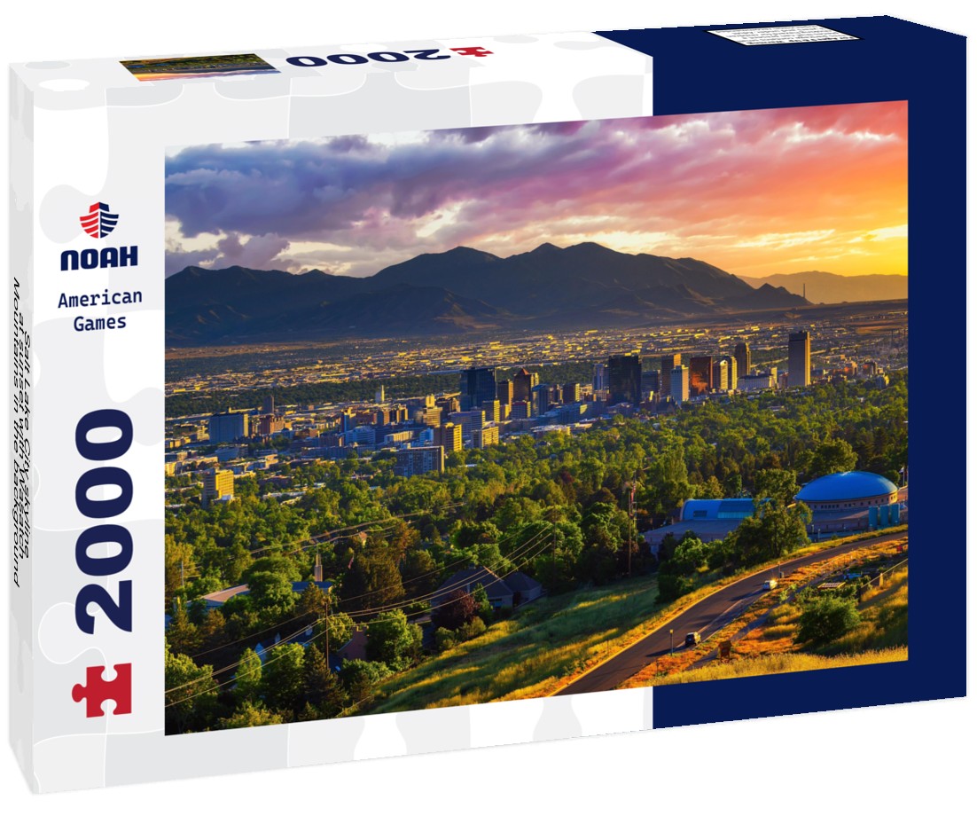 Noah Jigsaw Puzzle Salt Lake City skyline at sunset with Wasatch Mountains in the background, Utah, USA 2000 pieces