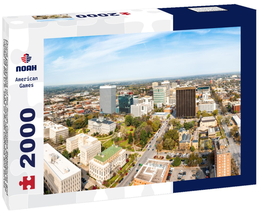 Drone  the South Carolina Statehouse and Columbia skyline on a sunny morning. Columbia is the capital of the U.S. state of South Carolina and serves as the county seat of Richland County 2000pc Puzzle