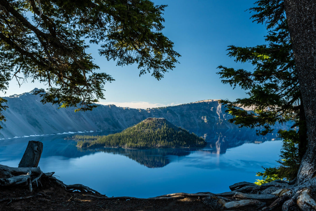 Noah Jigsaw Puzzle Reflective Blue Waters of Crater Lake between pine trees in summer 2000 pieces