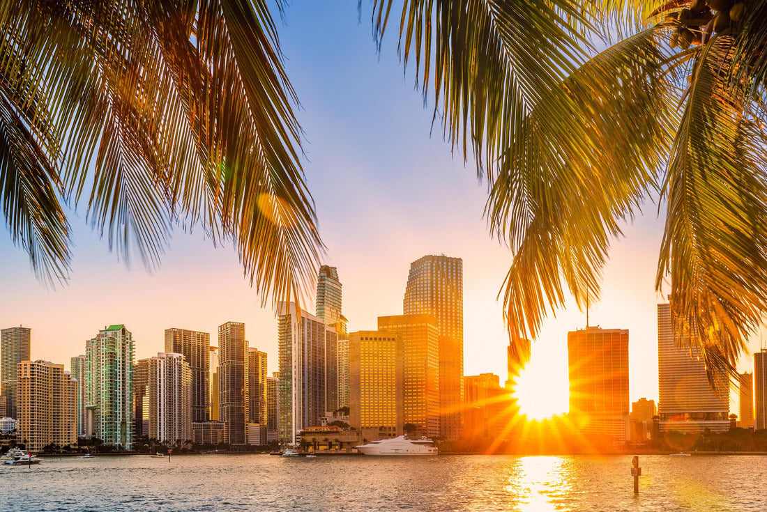 Miami, Florida Skyline with sun loungers beaming through the skyscrapers 2000pc Puzzle