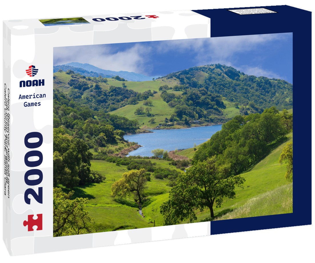 Calero Reservoir with soft green oak forest and grassland. Calero County Park, Santa Clara County, California, USA 2000pc Puzzle