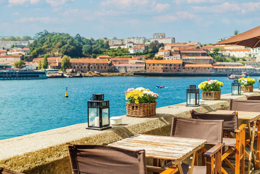 open-air street cafe on the banks of the River Douro in Porto, Portugal 2000pc Puzzle