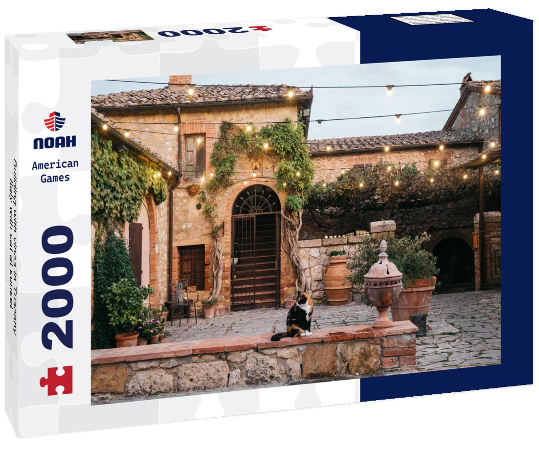 Building with vines in Tuscany, Italy with cat at sunset 2000pc Puzzle