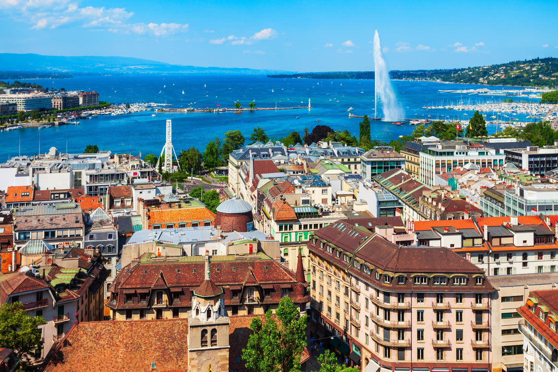 Geneva view. Geneva or Geneve is the second most populous city in Switzerland on Lake Geneva 2000pc Puzzle