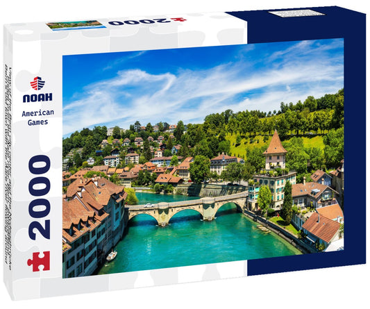 Noah Jigsaw Puzzle View of the Bern city center and the Nydeggbrücke bridge over the Aare river, Bern, Switzerland. Bern's old town with the Aare river flowing around the city on a sunny day, Bern, Switzerland 2000 pieces
