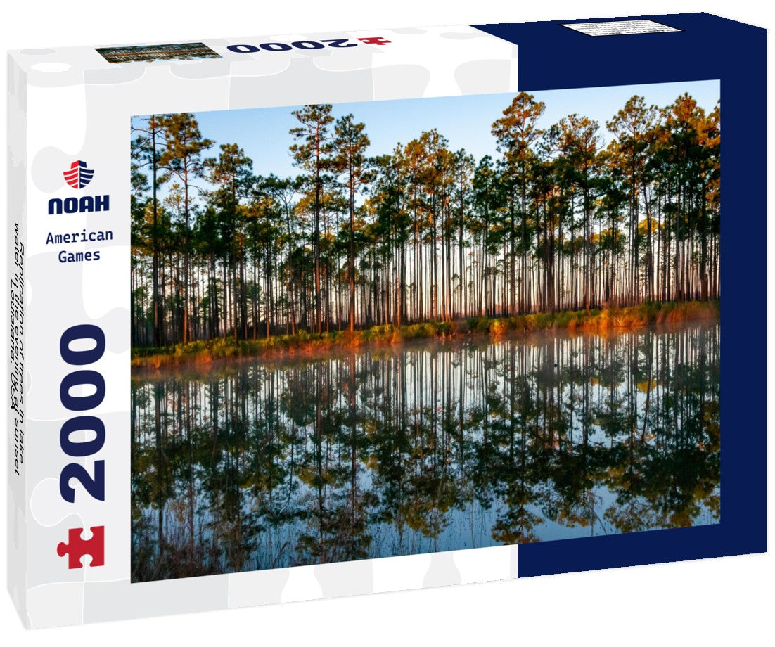 Replication of trees in lake water in the evening at sunset, Louisiana, USA 2000pc Puzzle