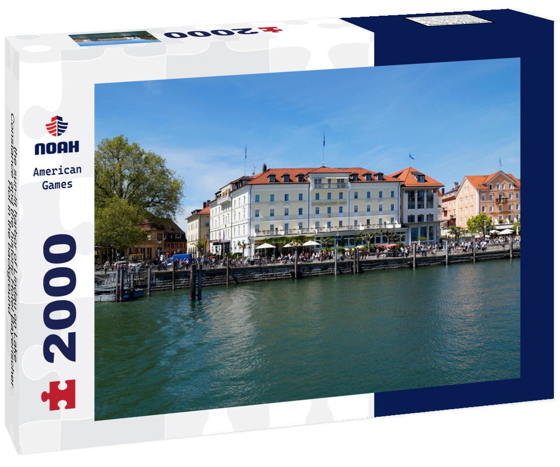 the sun-lit harbor of Lindau on Lake Constance and the historic Hotel Bayerischer Hof in the background 2000pc Puzzle