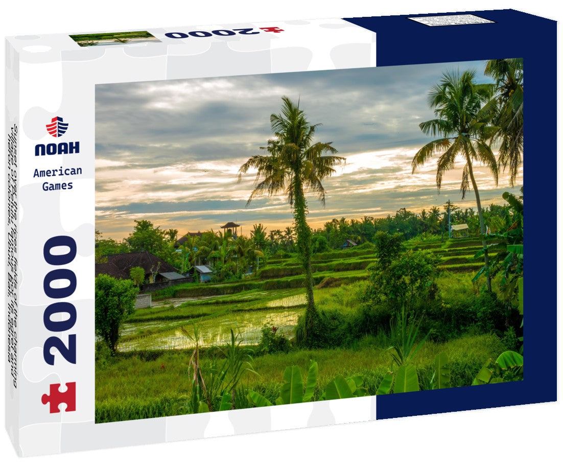 Sunset over the rices fields of the charming village of Petulu famous por its egret and heron colonies, Ubud, Bali, Indonesia 2000pc Puzzle