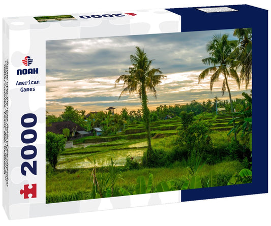 Noah Jigsaw Puzzle Sunset over the rices fields of the charming village of Petulu famous por its egret and heron colonies, Ubud, Bali, Indonesia 2000 pieces
