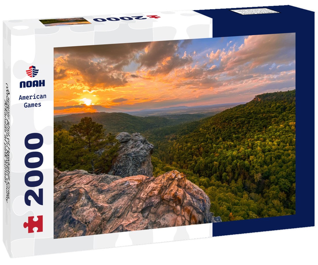 A scenic shot of Hawksbill Crag (Whitaker Point) in Newton County, Arkansas at pink sunset 2000pc Puzzle